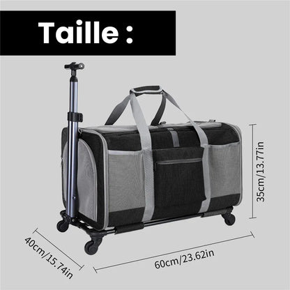 Sac de Transport pour Chat à Roulettes gris