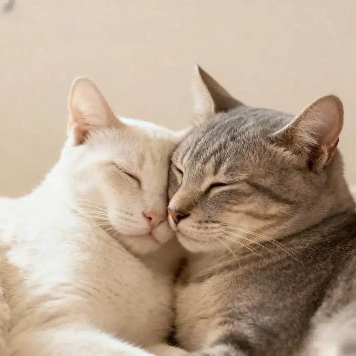 Jouet en peluche de chat blanc et gris avec texture de fourrure douce.