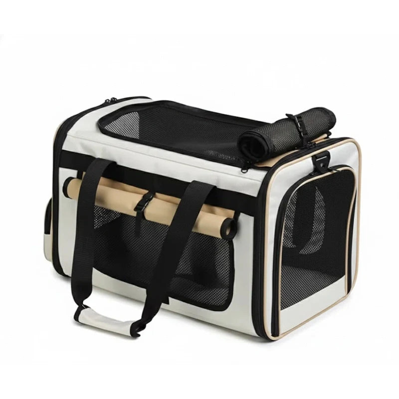 sac de transport pour chat beige