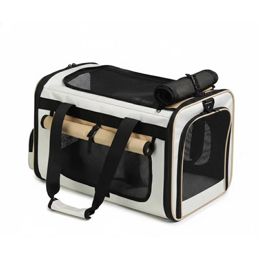 sac de transport pour chat beige