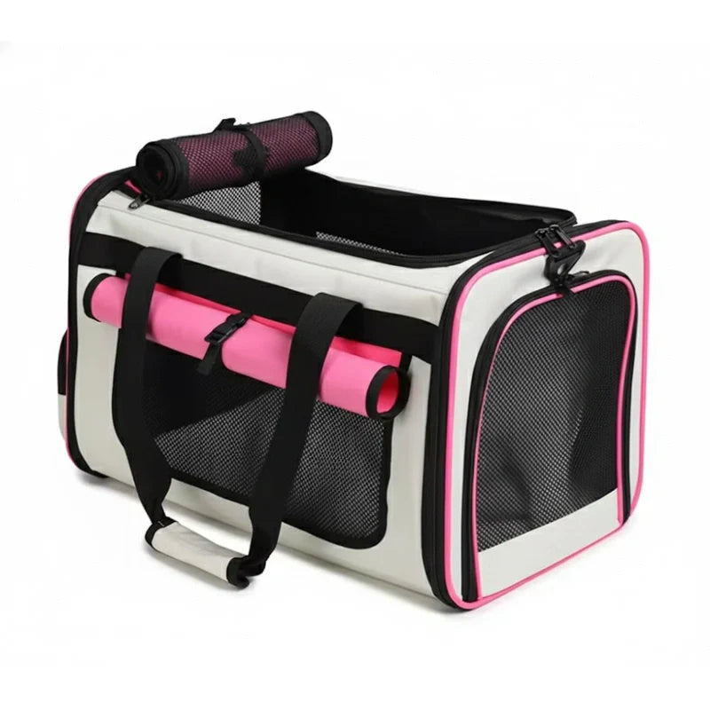 sac de transport pour chat rose